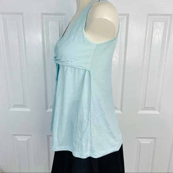 BEACHY AVON MARK top lightweight sleeveless tie front green tank top bohemian M - Picture 2 of 9
